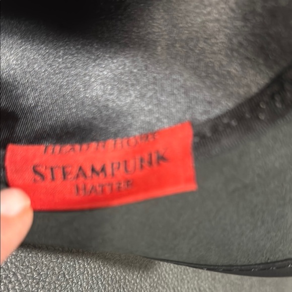 Black Top Hat with Textured Band and Silver Trim - Picture 7 of 9